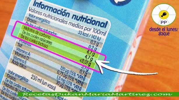 Dukan: leche sin lactosa. ¿cuánta puedo tomar? ¿engorda menos que la normal?