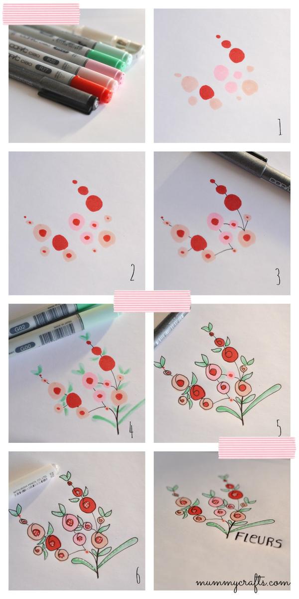 Como dibujar garabatos de flores paso a paso