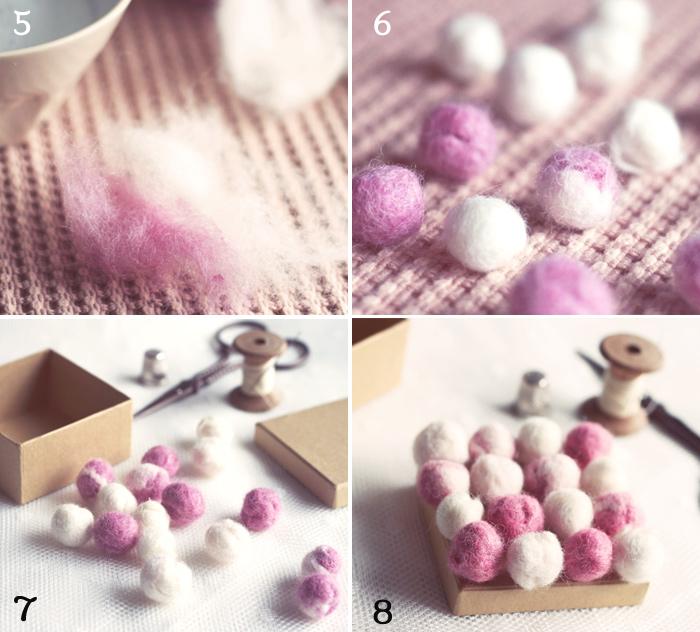 Dejar secar las bolas de fieltro