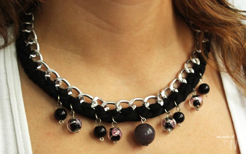 collar de trapillo, cadena y collar reciclado