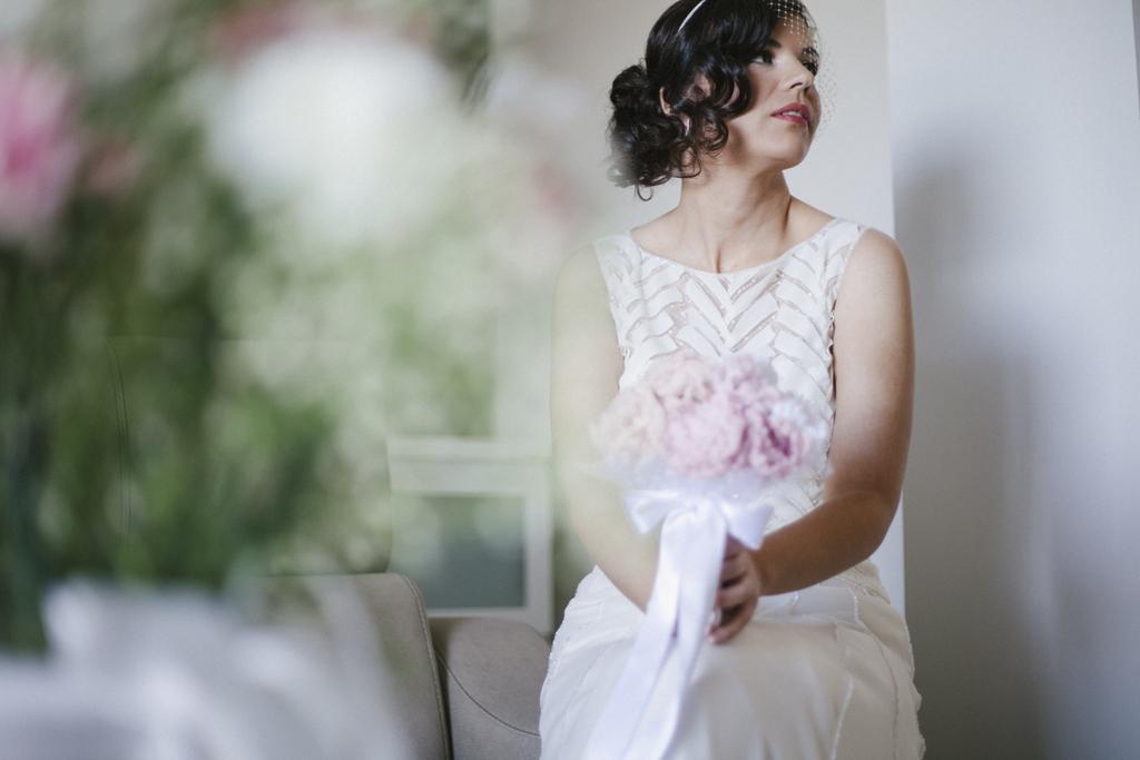 Ramo de novia de peonías confeccionado por Blanca Blanco