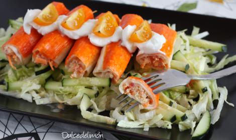 Falsos canelones de surimi