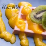 Gofres de panna cotta de fresa con lemon curd