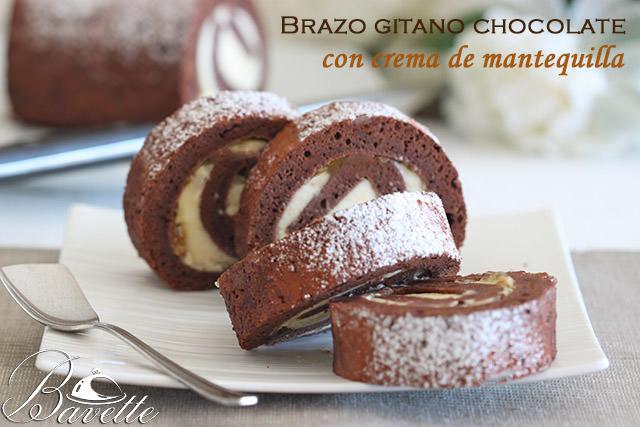 Brazo gitano de chocolate con crema de mantequilla al coñac