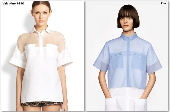 Clones: Camisa con transparencias de Valentino vs. Cos