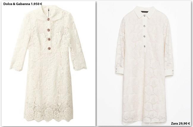 Clones: Vestido de encaje de Dolce &amp; Gabanna vs. Zara
