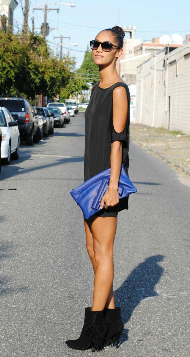 #bbdakota hugo tunic, #vlieger guardian angel clutch, #jeffreycampbell taro fringe booties