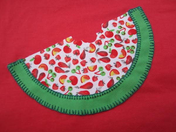 mis nancys, mis peques y yo, tutorial aplique camiseta sandia corteza