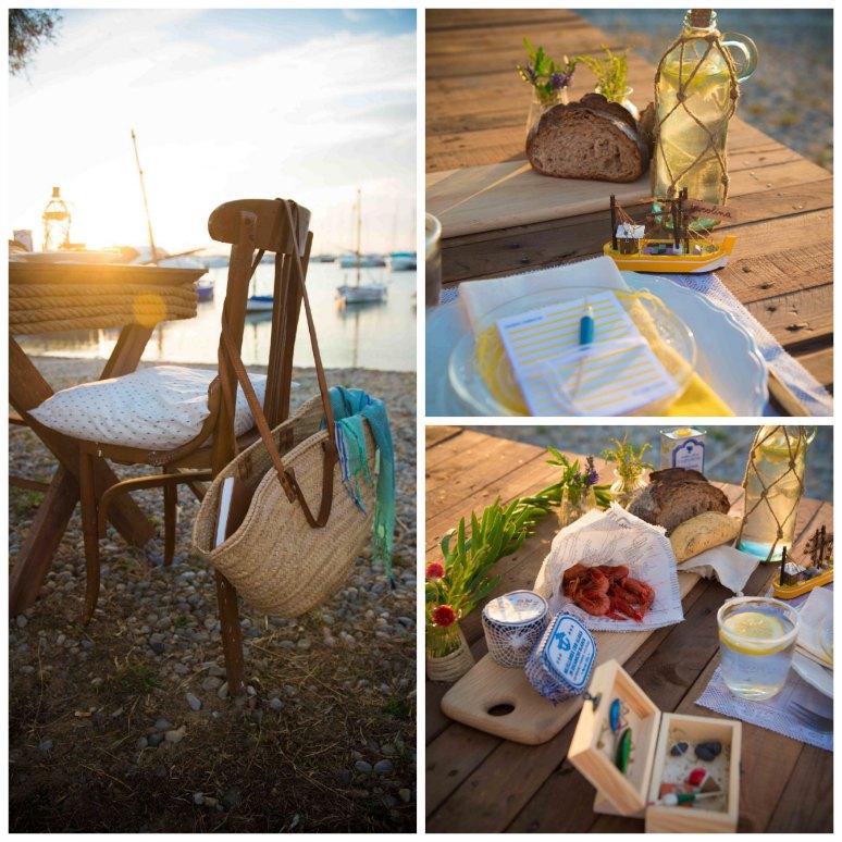 decoración mesa náutica