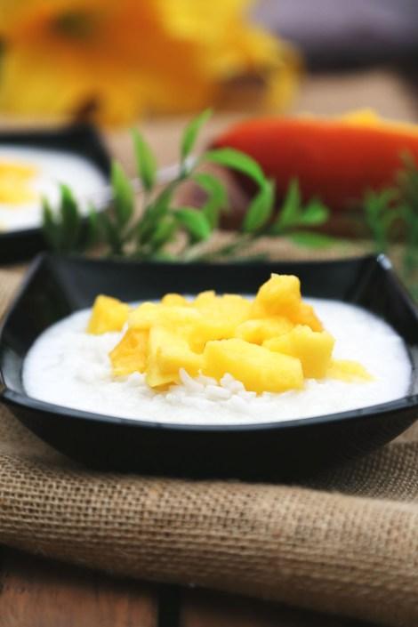 Arroz con leche de coco y mango