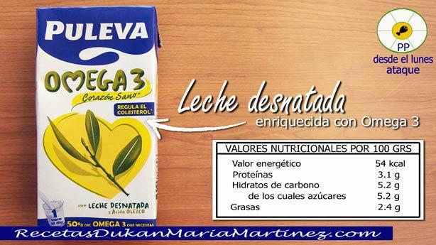 Leche dieta Dukan: leche desnatada Puleva Omega 3