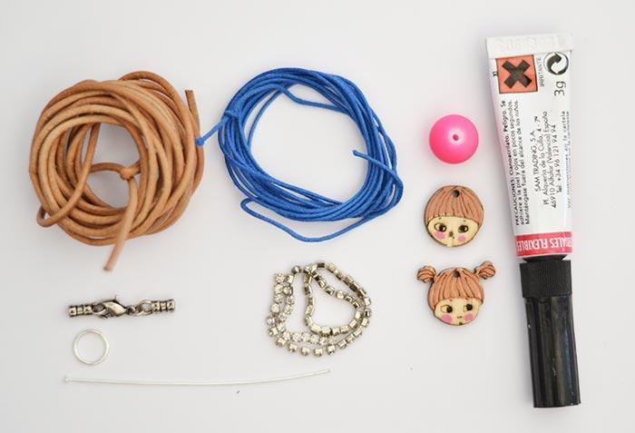 Materiales para pulseras de cuero y strass