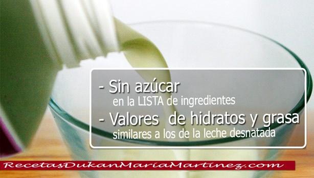 Leche Dukan Ataque: leche de soja, leche de almendra