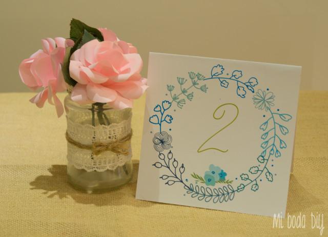 numero mesa flores azul