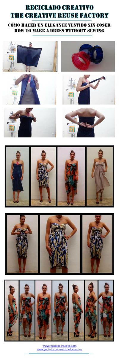 Cómo realizar un elegante vestido sin dar una sola puntada - stitch free dress