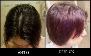 Antes y después tratamiento queratina con color
