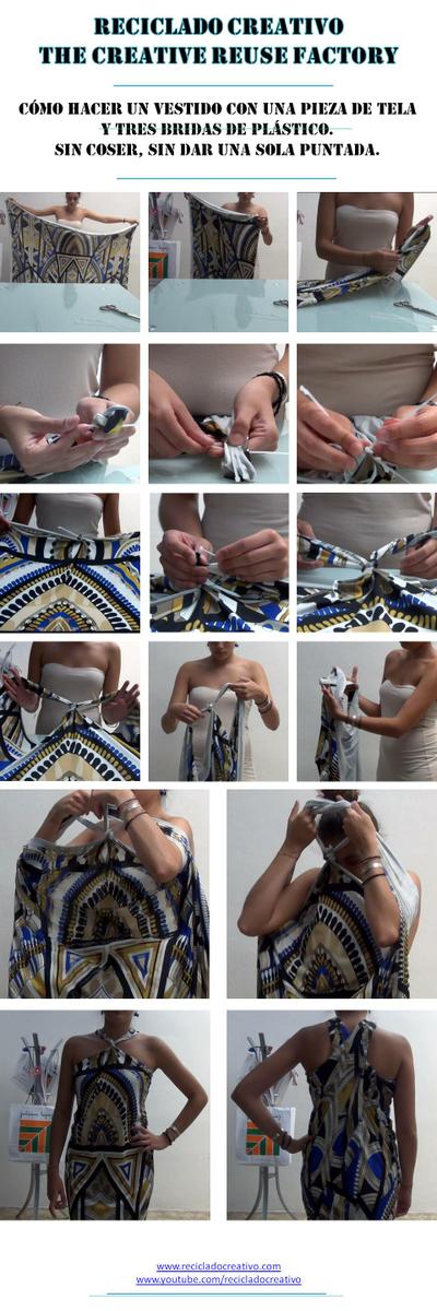 Còmo hacer un vestido con una pieza de tela y 3 bridas de plástico
