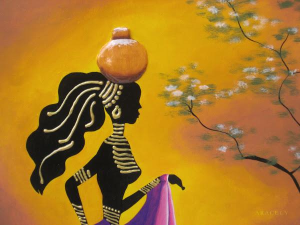 cuadro africano acrilico