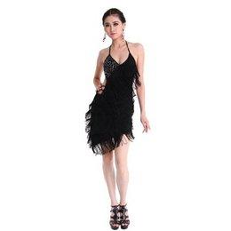 Sexy Tassel Fringe Backless Salsa Samba Rumba Tango Latin Dance Dress