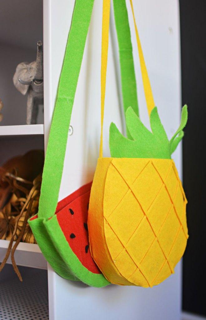 bolso diy de fieltro piña y sandia