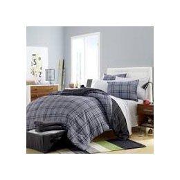 Dorm Room - Boy Gray Black Plaid Stripe Dorm College Twin Xl Comforter Set (5pc Bed in a Bag)