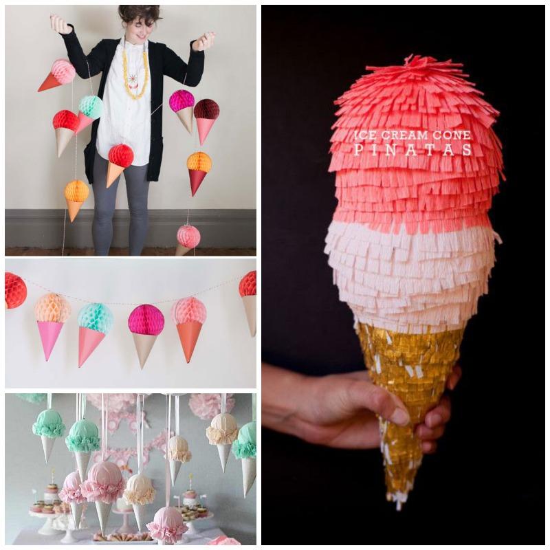 fiesta de verano con helado - guirnaldas