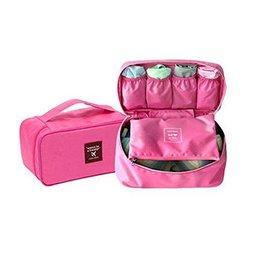 ONOR-Tech - Multi-Functional Travel Organizer Cosmetic Make-up Bag Portable Luggage Storage Case Bra Underwear Pouch (Rose Red)