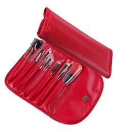 Crazycity Makeup Brush Set with Pouch Bag (7pcs( Red))