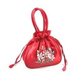 Easybuystore - Easybuystore ® Drawstring Jewelry Embroidered Pouch, Makeup Storage Bag (Red)