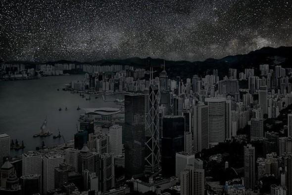 Cielo de hong kong sin contaminación lumínica ni atmosferica