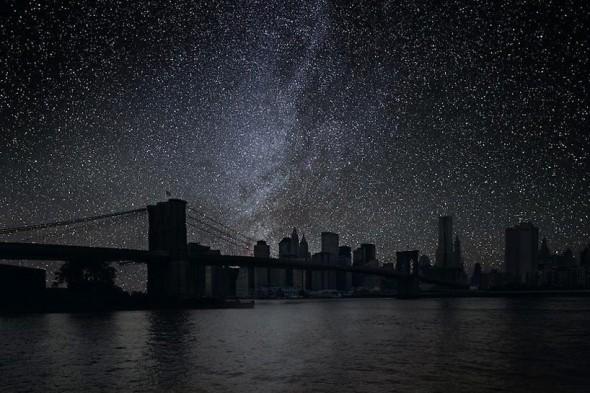 Cielo de Nueva York sin contaminación lumínica ni atmosferica