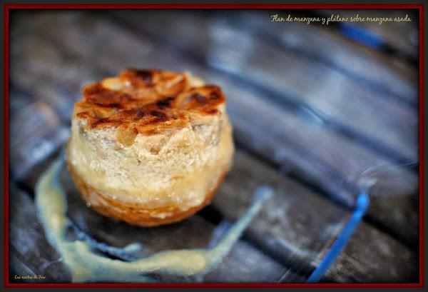 Flan de manzana y plátano sobre manzana asada 04