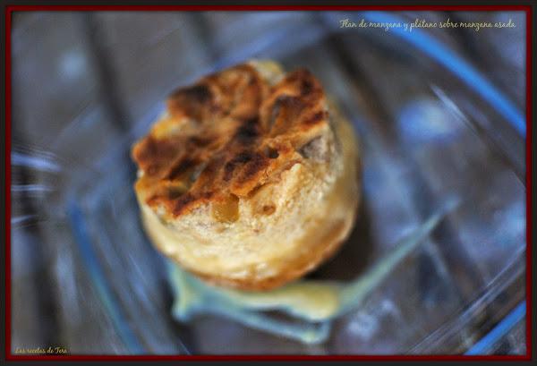 Flan de manzana y plátano sobre manzana asada 06