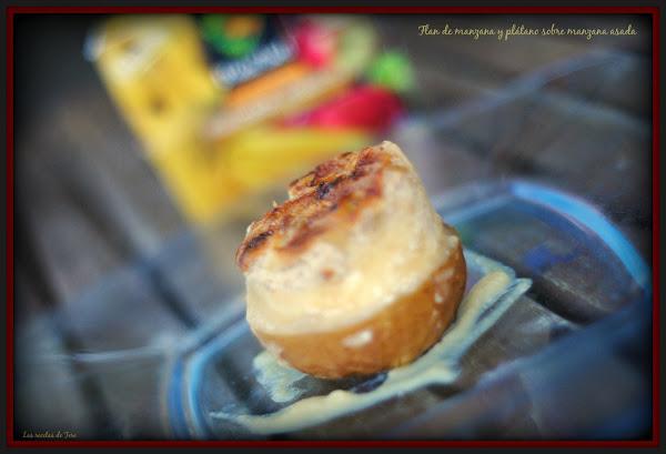 Flan de manzana y plátano sobre manzana asada 07