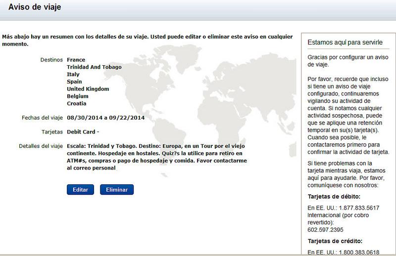 Viajando con Bank Of America