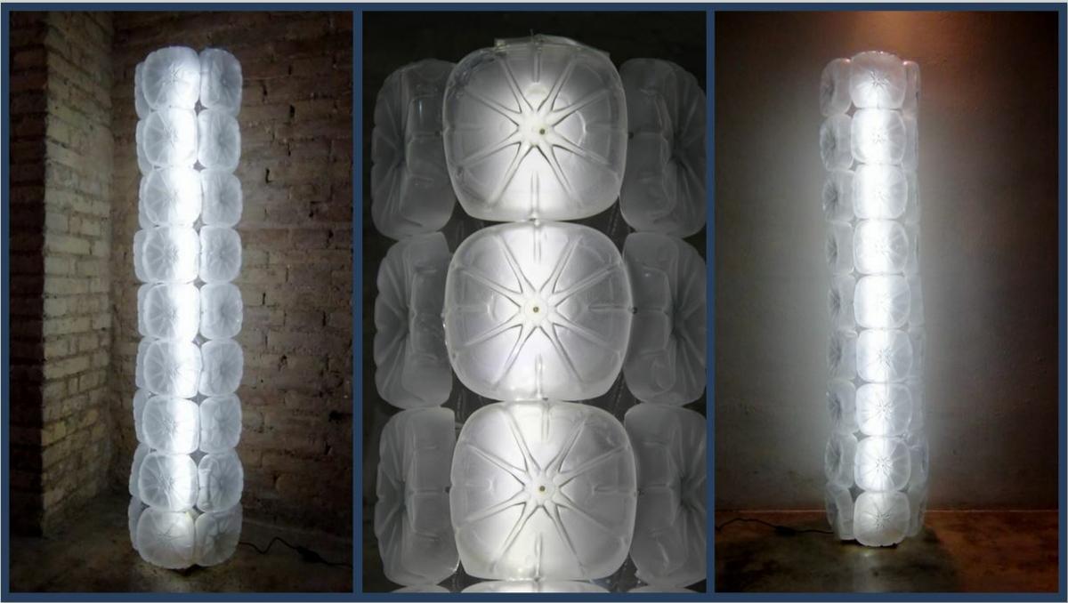 Lámpara realizada con garrafas de plástico recicladas pet by Rosa Montesa - Lamps made out of recycled plastic bottles RecicladoCreativo RosaMontesa