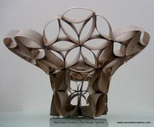 Florero Frutero flor de la vida Rollos de papel higienico - Vase made from toilet paper rolls