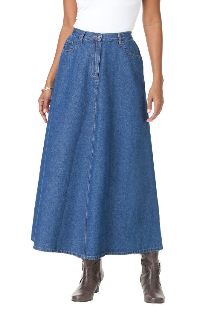 Perfect Denim A-line Skirt | Plus Size Skirts | Roamans