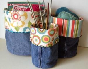 canastas hechas con jeans