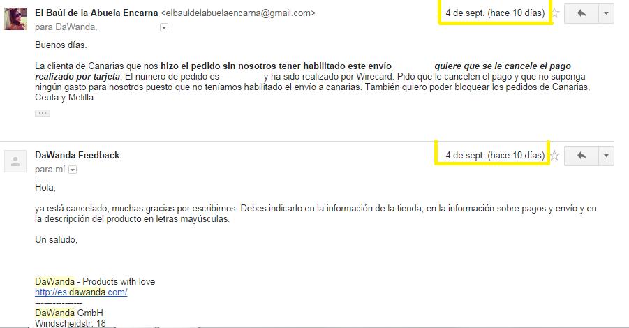 mail dias antes