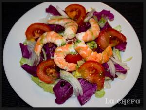 ENSALADA DE LOMBARDA Y LANGOSTINOS