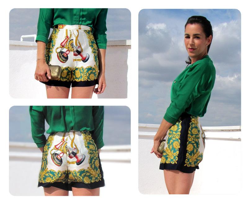 pantalon de pañuelo DIY 4 Cómo transformar un pañuelo en un short estampado