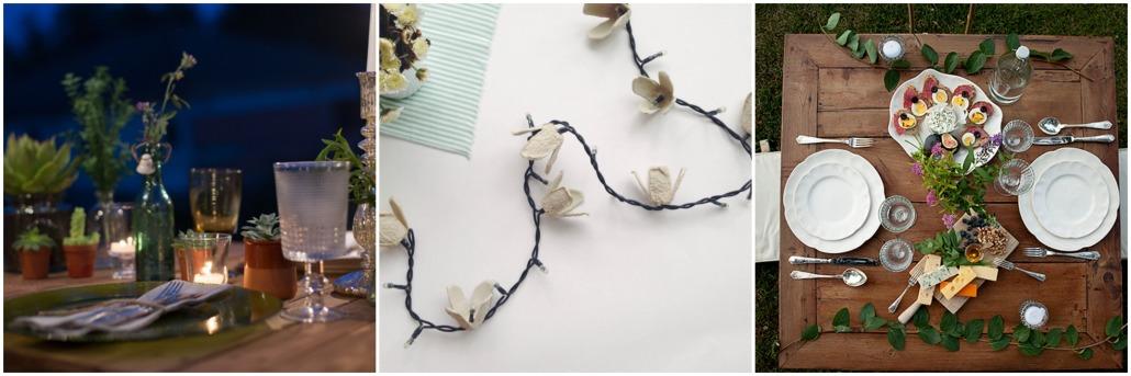 iluminación de mesas para fiestas en otoño