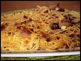 Espaguetis a la carbonara miniatura Espaguetis con langostinos al ajillo