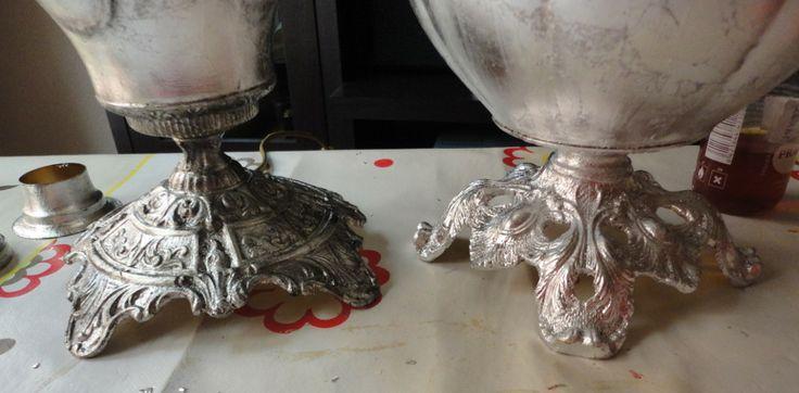 Detalle de las bases. Una antes y la otra después del envejecido.