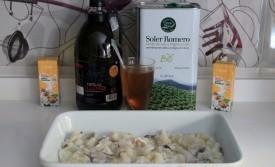 crema fría de puerros con tropezones de bacalao asado