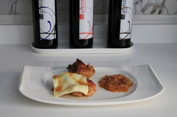 pollo de corral con salsa de crema de membrillo