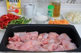 conejo asado con salsa de mandarina y verduras crujientes