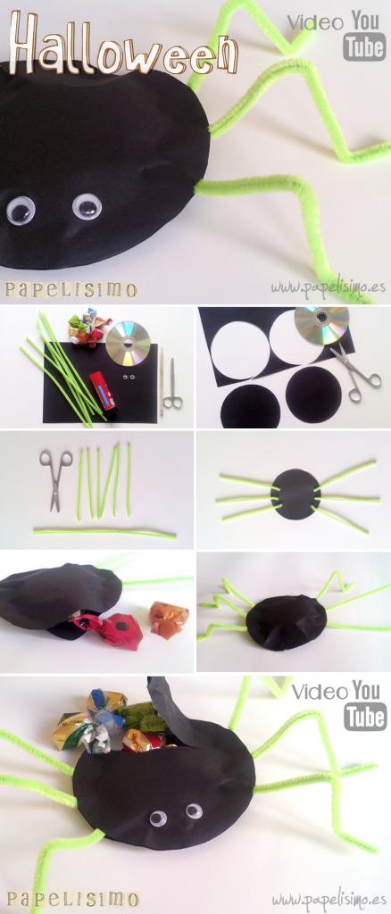 manualidades faciles niños como hacer araña de papel halloween DIY paper spider pasos