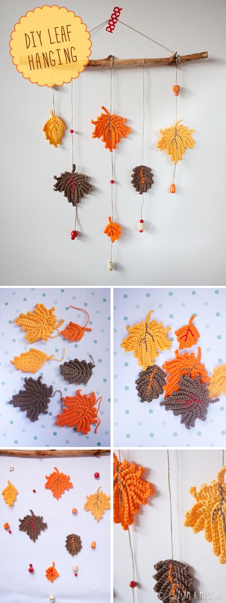 DIY crochet hanging leafs by 